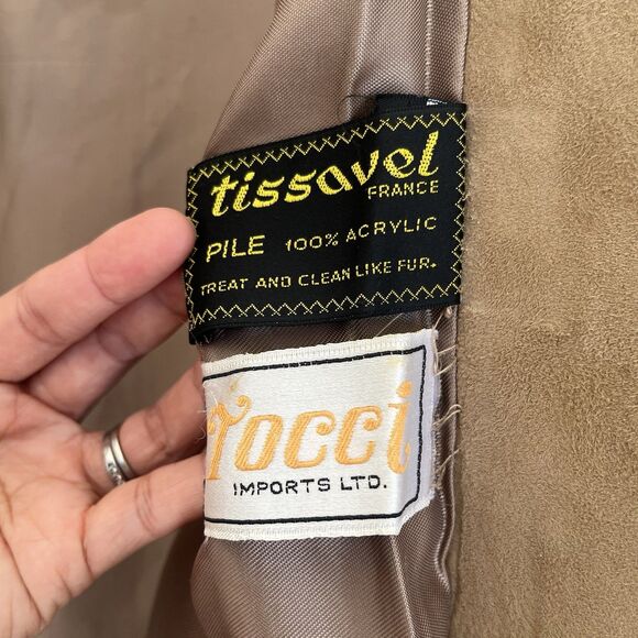 Tissavel France Faux Fur & Suede Coat S/M Luxury Old Money Chic England Vtg 70s - Picture 7 of 14